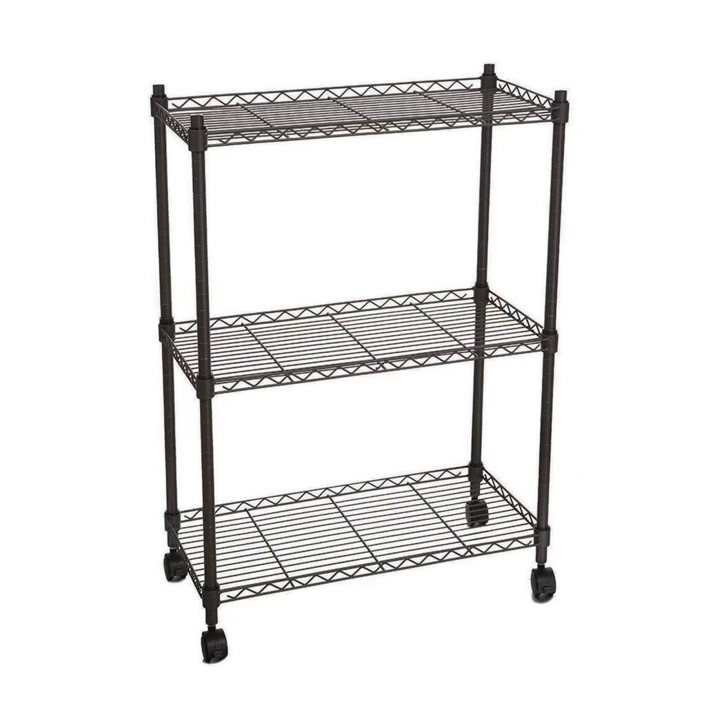 3 Tier Wire Shelving Adjustable Steel Organizer Commercial Shelf Rack