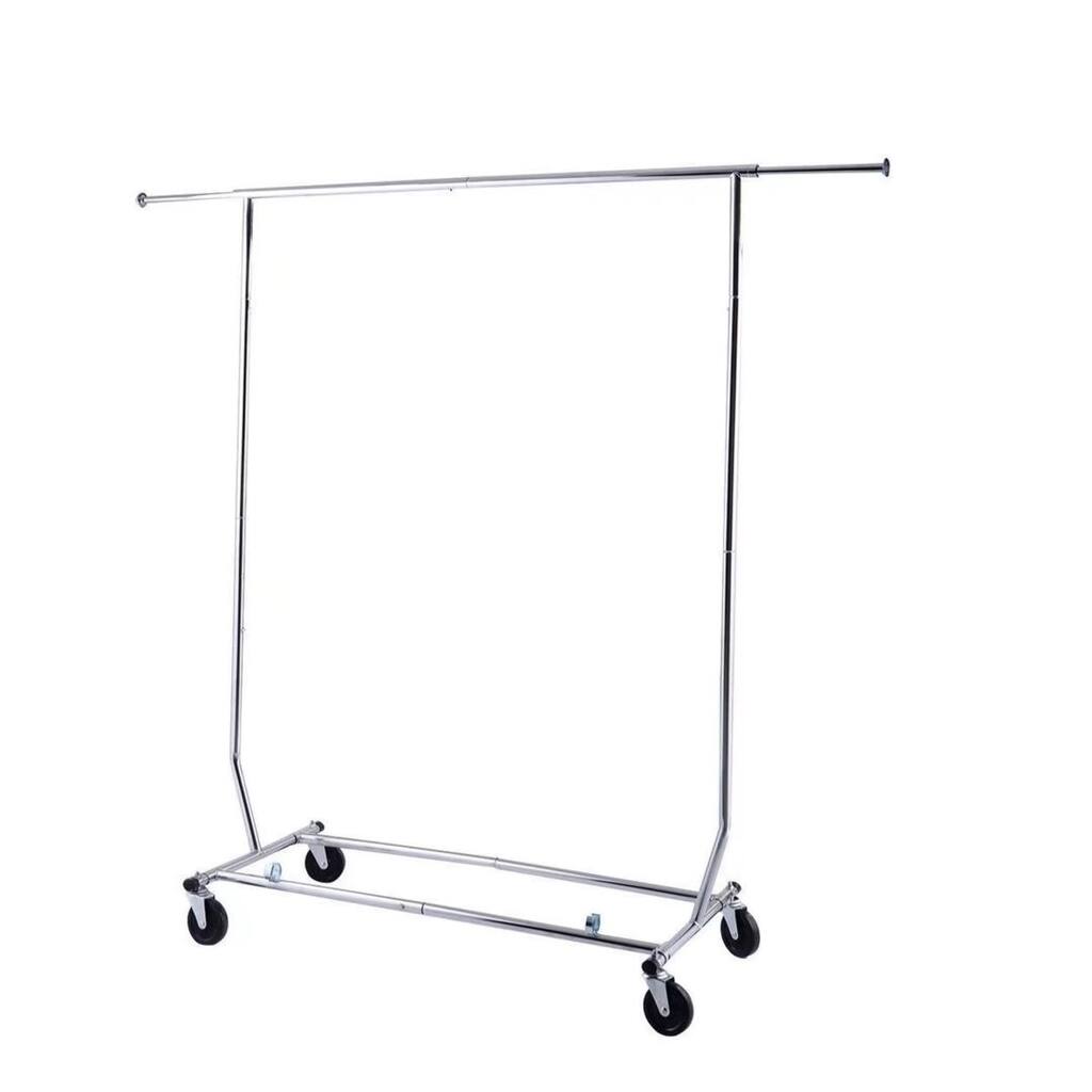 Single Bar Commercial Heavy Duty Cloth Rolling Garment Rack Hanger ...