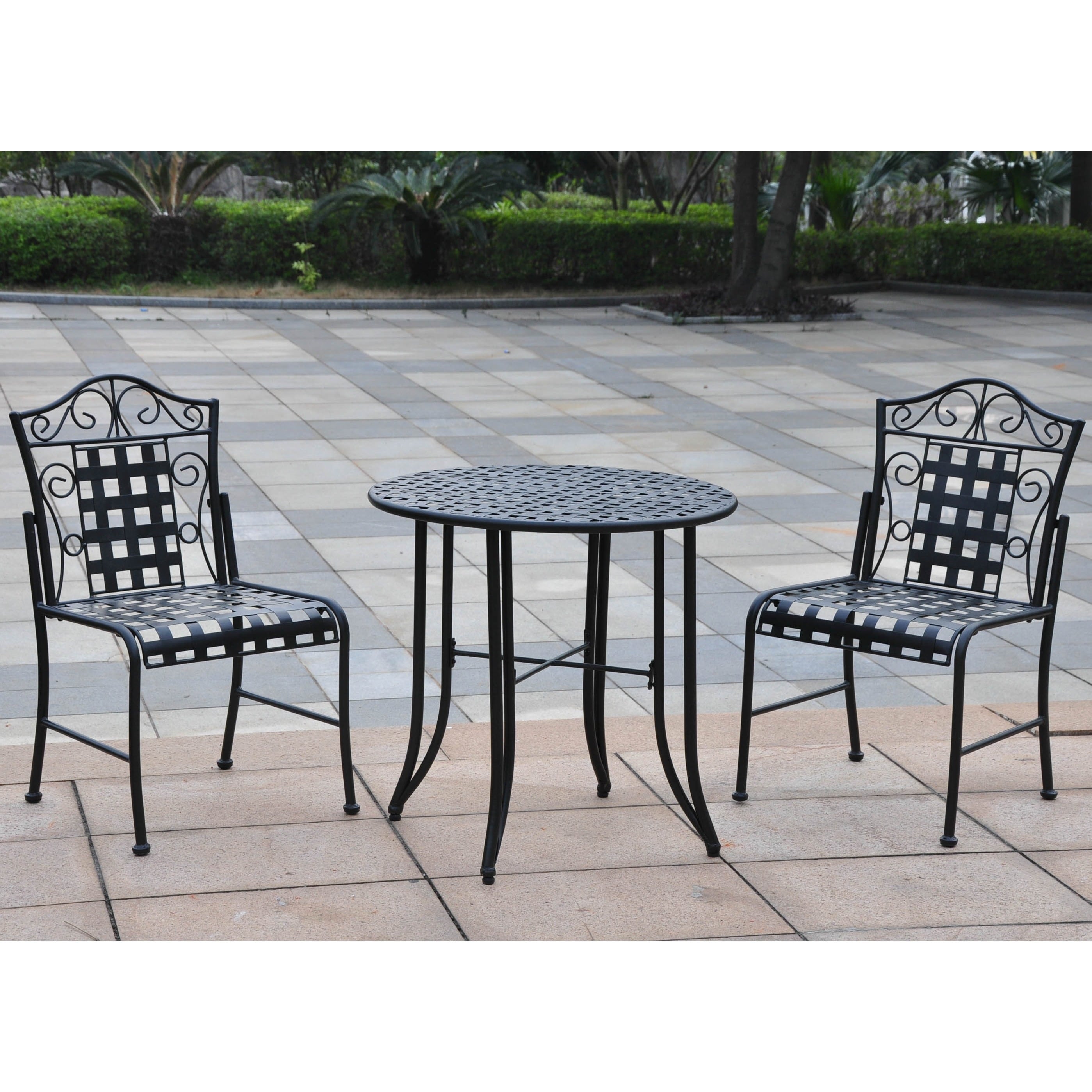 International Caravan Black Iron 3 piece Patio Bistro Set  