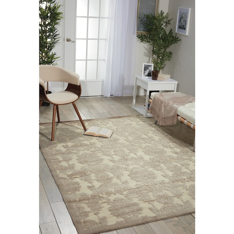 Nourison Graphic Illusions Traditional Vintage Hi Low Damask Area Rug