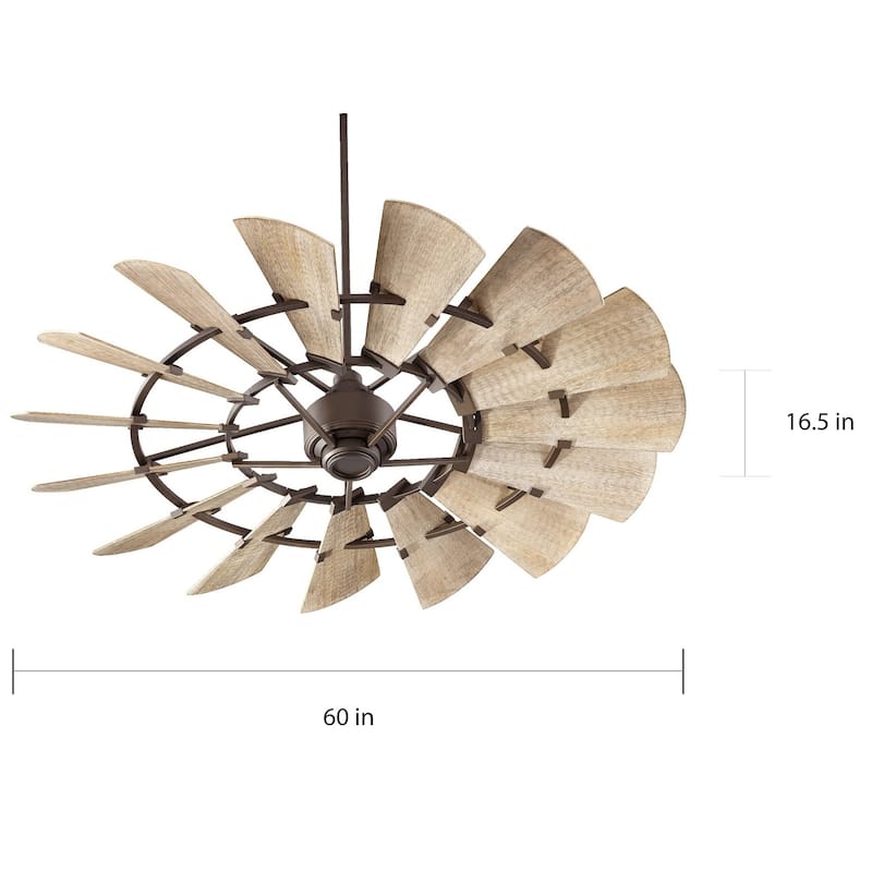 Wood/Metal 60-inch Windmill Ceiling Fan