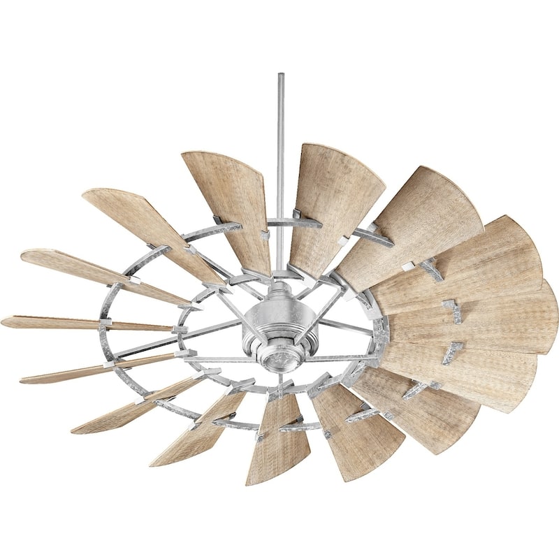 Wood/Metal 60-inch Windmill Ceiling Fan - Galvanized