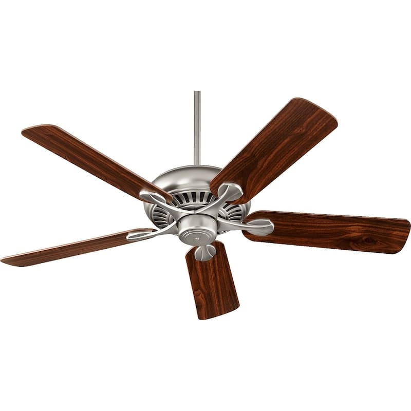 Pinnacle 52" Transitional Ceiling Fan. - satin nickel - Indoor/Large space - satin nickel/walnut blades