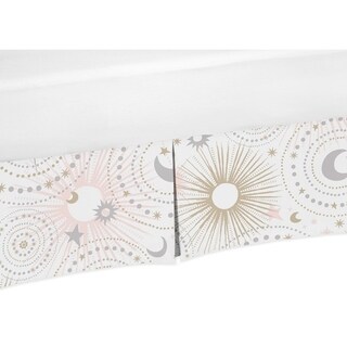 Sweet Jojo Designs Blush Pink, Gold, Grey and White Star and Moon Celestial Baby Girl Collection Crib Bed Skirt