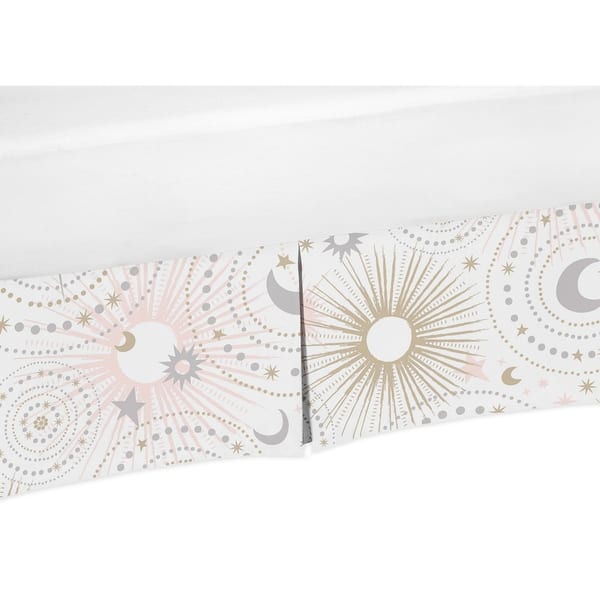 slide 1 of 1, Sweet Jojo Designs Blush Pink, Gold, Grey and White Star and Moon Celestial Baby Girl Collection Crib Bed Skirt