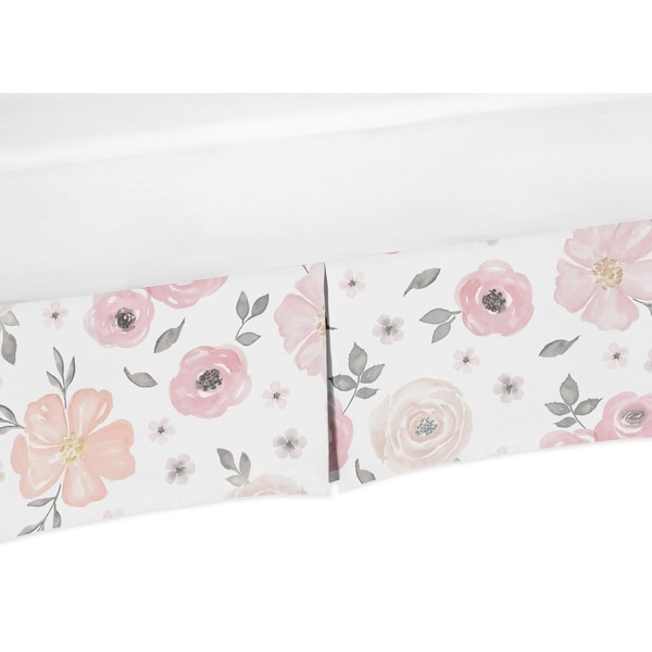 Sweet Jojo Designs Blush Pink, Grey and White Watercolor Floral Baby Girl Collection Crib Bed ...