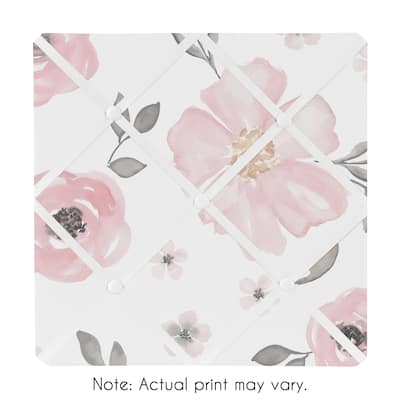 Sweet Jojo Designs Blush Pink, Grey and White Watercolor Floral Collection 13-inch Fabric Memory Photo Bulletin Board