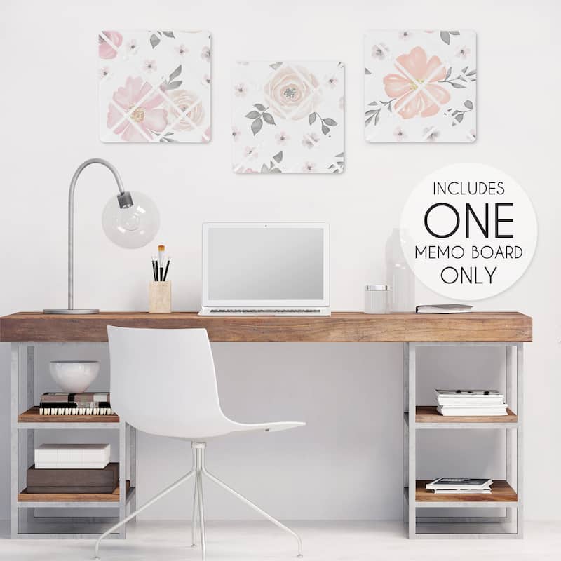 Sweet Jojo Designs Blush Pink, Grey and White Watercolor Floral Collection 13-inch Fabric Memory Photo Bulletin Board