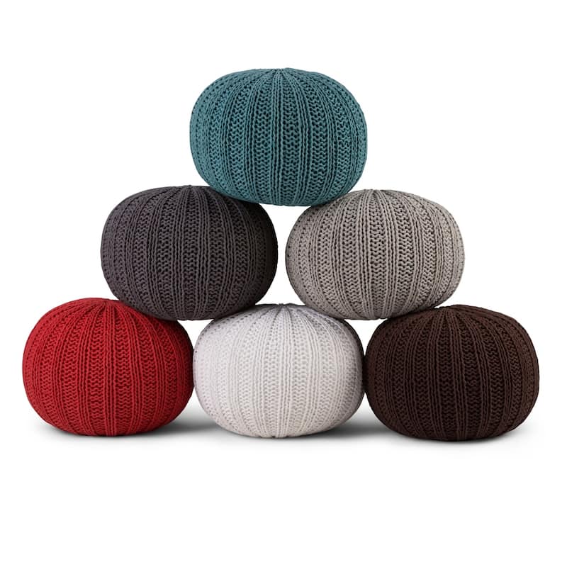 WYNDENHALL Grandville Boho Round Hand Knit Pouf