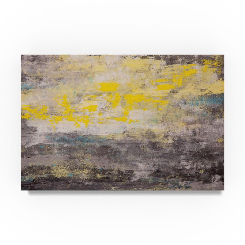 Hilary Winfield 'Lithosphere Yellow Gray' Canvas Art - Bed Bath ...