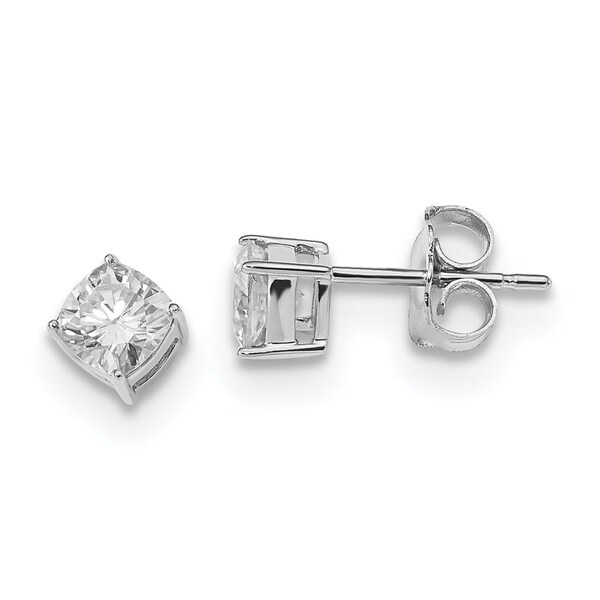 14 Karat White Gold 4 50mm Cushion True Light Moissanite 14 Karat White Gold 4 50mm Cushion True Light Moissanite Earring1 Carat Earrings