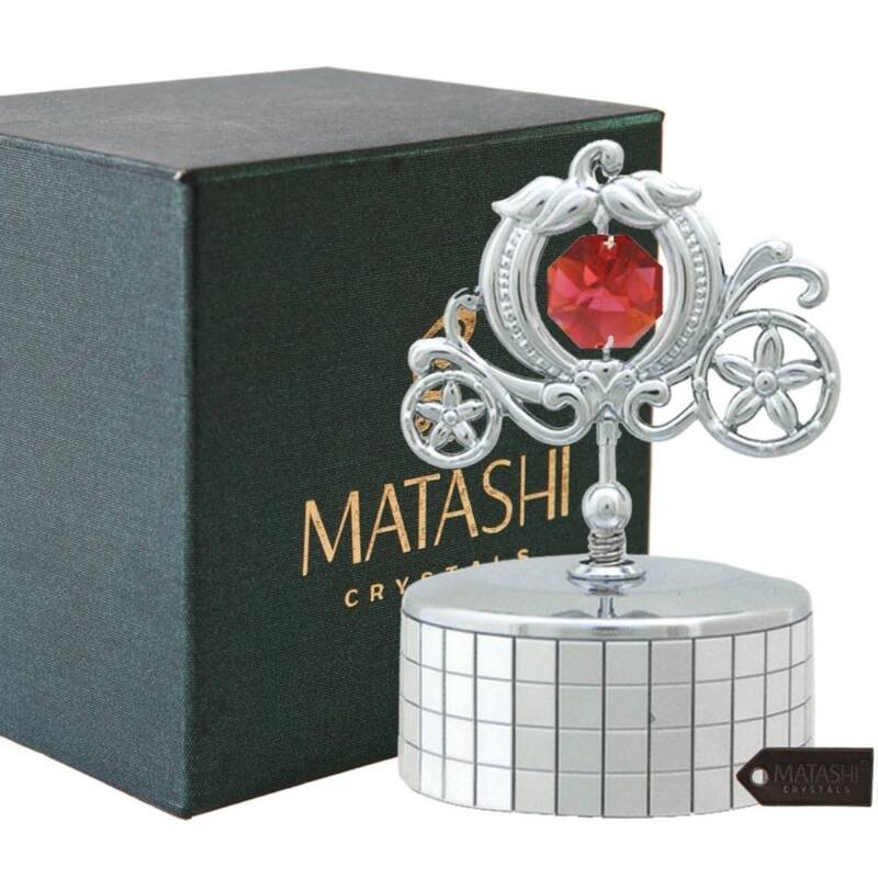 Princess Carriage Music Box Love Story Table Top Ornament w/ Matashi Crystals Home, Bedroom Decor