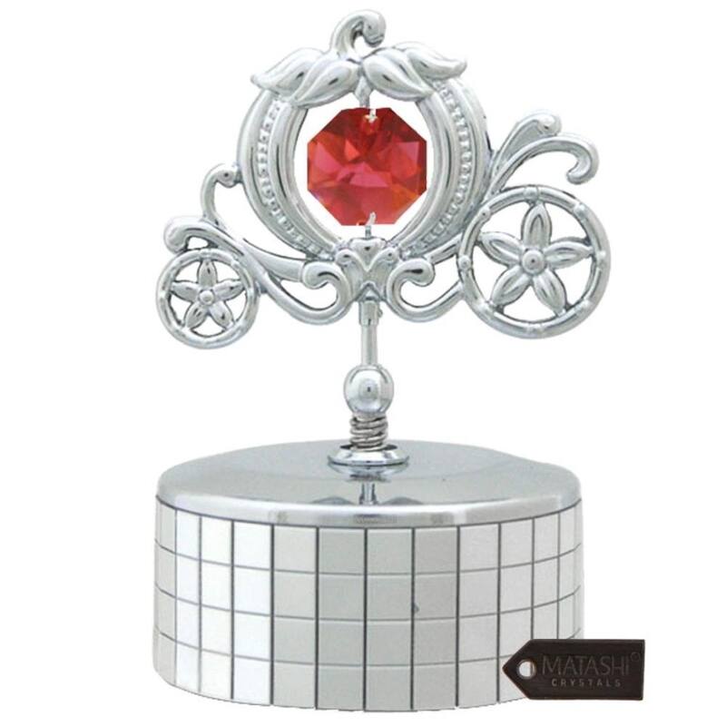Princess Carriage Music Box Love Story Table Top Ornament w/ Matashi Crystals Home, Bedroom Decor