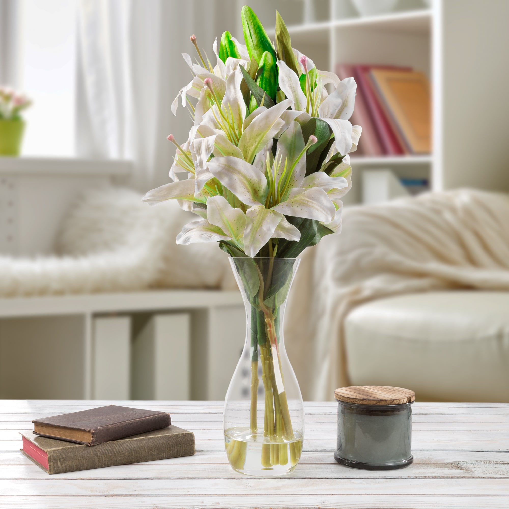 artificial lilies in vase