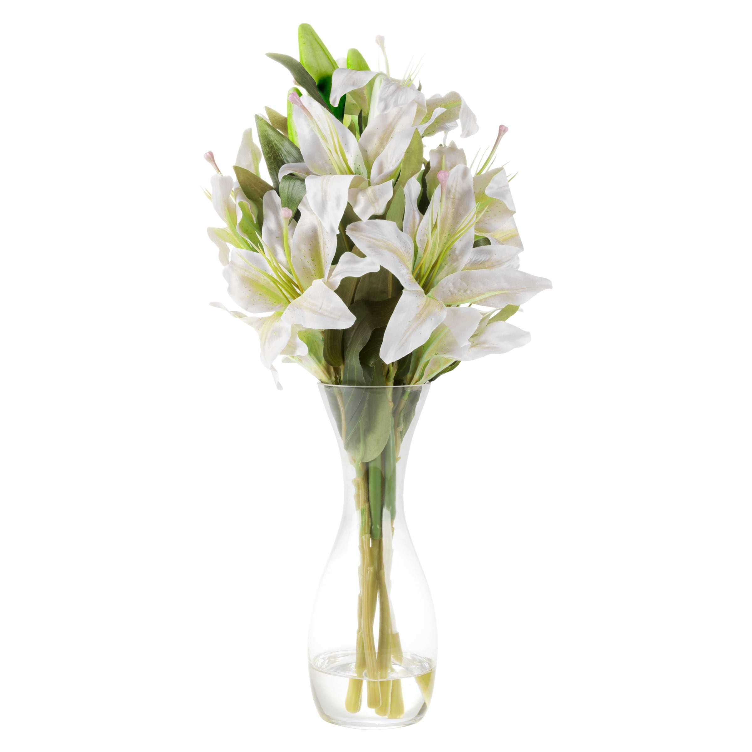 fake lilies in vase