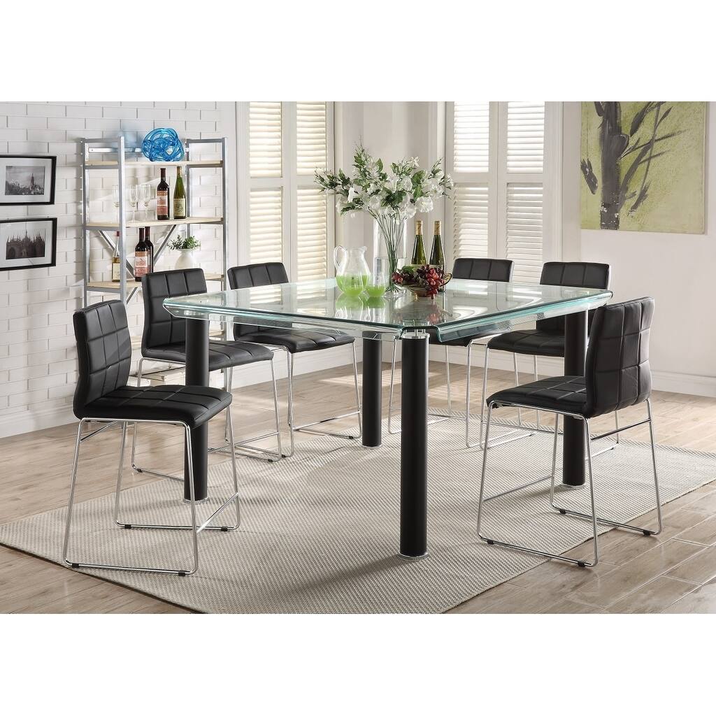 ACME Gordias Glass Counter Height Table in Black