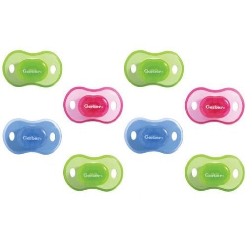 Colors Vary Gerber Nuk Newborn Orthodontic Pacifier Latex Size1-6-Pack