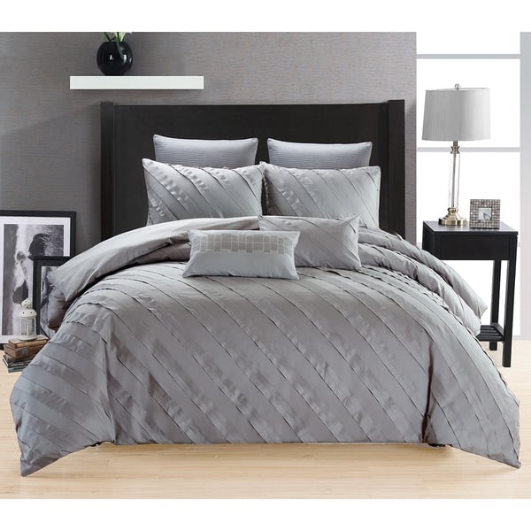 Shop Linna Grey Cotton 3 Piece Duvet Cover Set On Sale