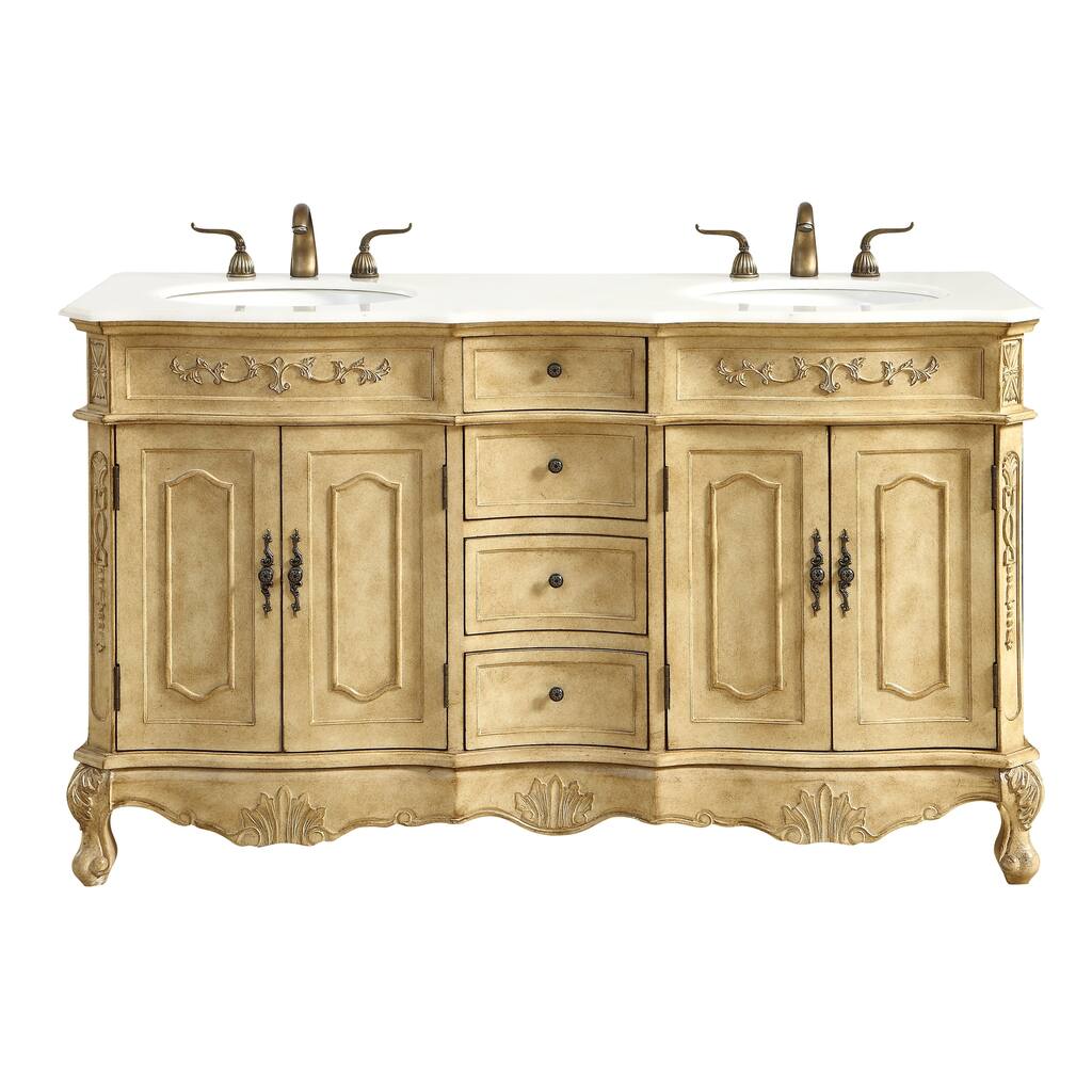 60 in. Double Bathroom Vanity set in Antique Beige