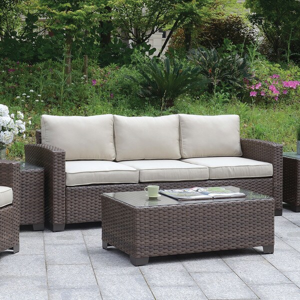 Furniture Of America Bryon Contemporary Aluminum Foam Wicker Furniture Of America Bryon Contemporary Aluminum Foam Wicker Like Sofa