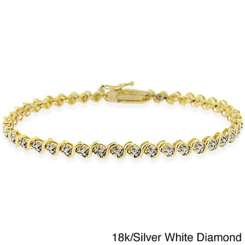 DB Designs White, Black, or Champagne 1/8ct Diamond Tennis Bracelet