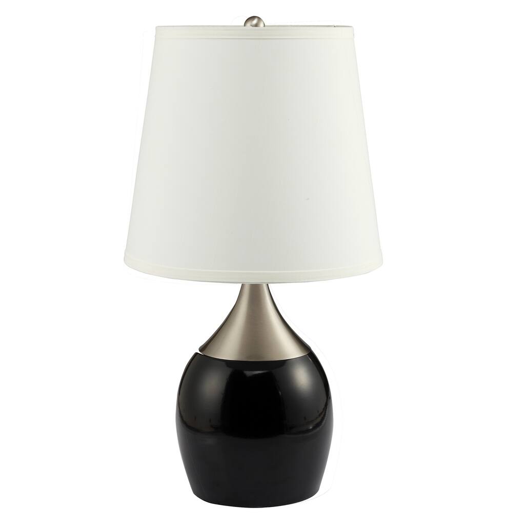 Home Source Viola Table Lamp with White Drum Lamp Shade, Chrome and Black Metal Base