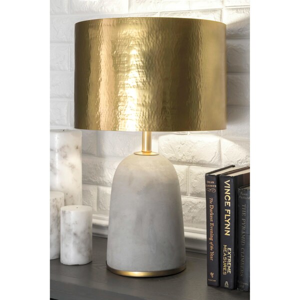 concrete and brass table lamp