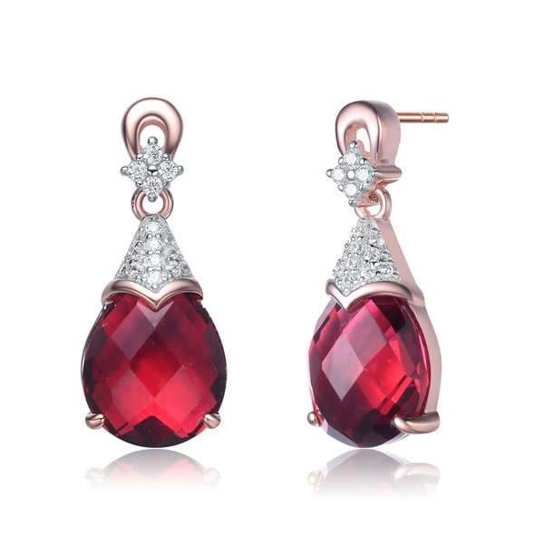 Collette Z Rose Gold Plated Sterling Silver White And Red Cubic Collette Z Rose Gold Plated Sterling Silver White And Red Cubic Zirconia Earring
