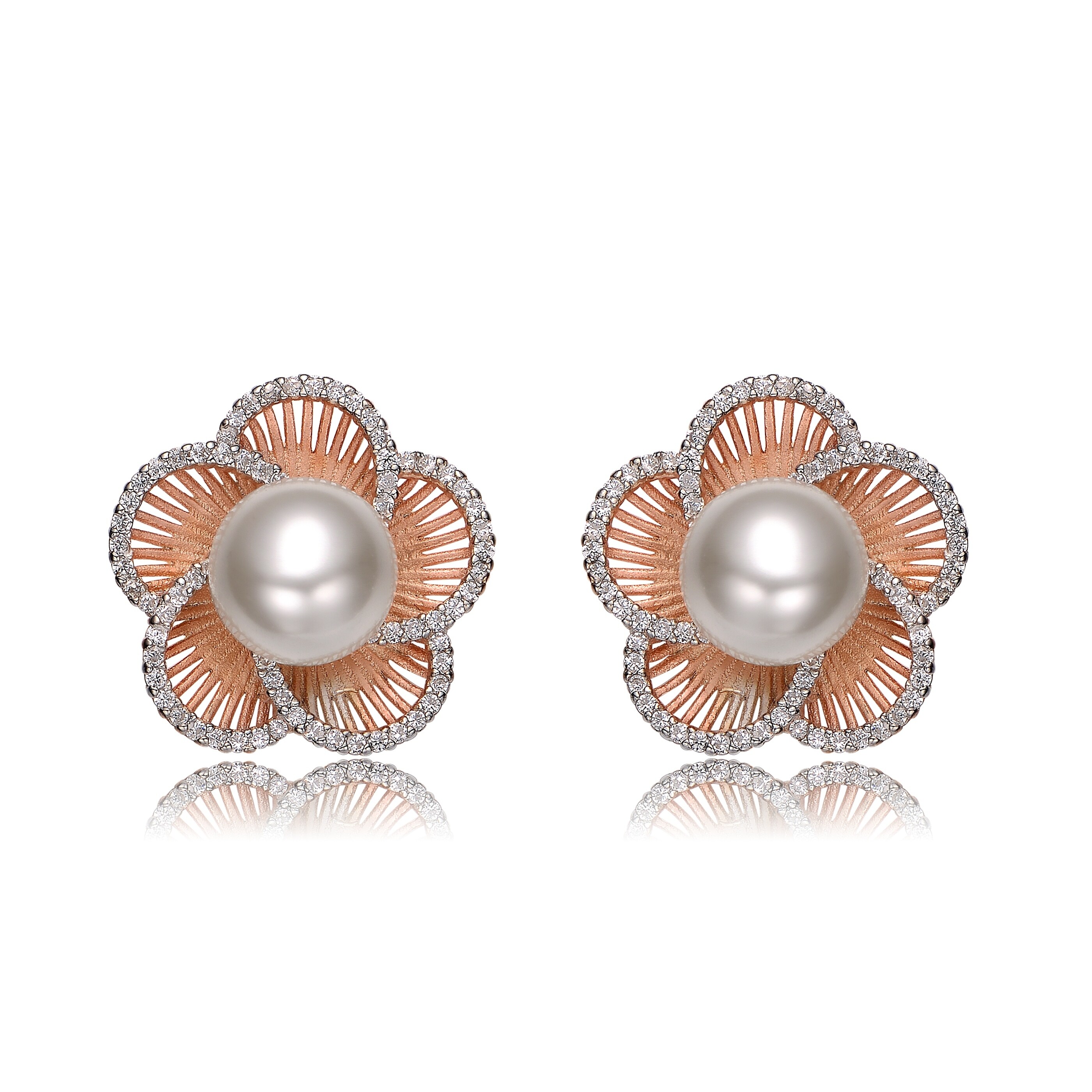rose flower design gold earrings