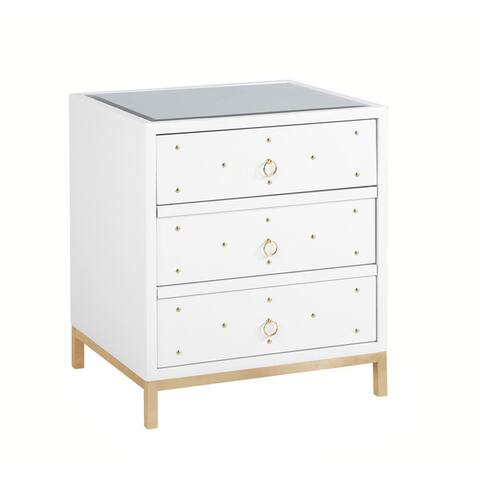 Chic Home Arezzo Mirrored 3 Drawer Self Closing Nightstand By