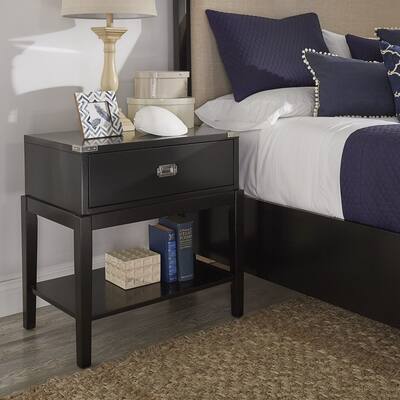 Lonny 1-Drawer Black Wood Campaign Nightstand by iNSPIRE Q Classic