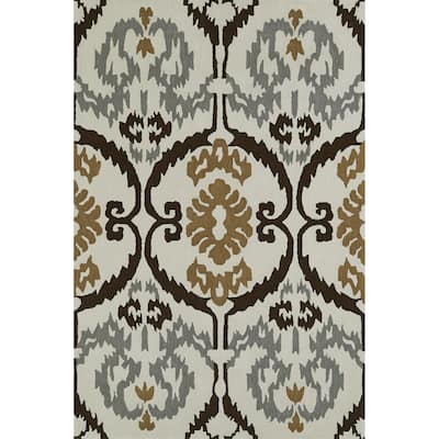 ADDISON Malia Modern Damask Brown/Grey Area Rug (9'X13')