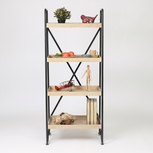 Shop Etagere Natural Wood/Metal 63-inch Bookcase - On Sale ...