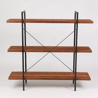 Brown Wood and Metal 48-inch 3-tier Open-shelf Etagere Bookcase