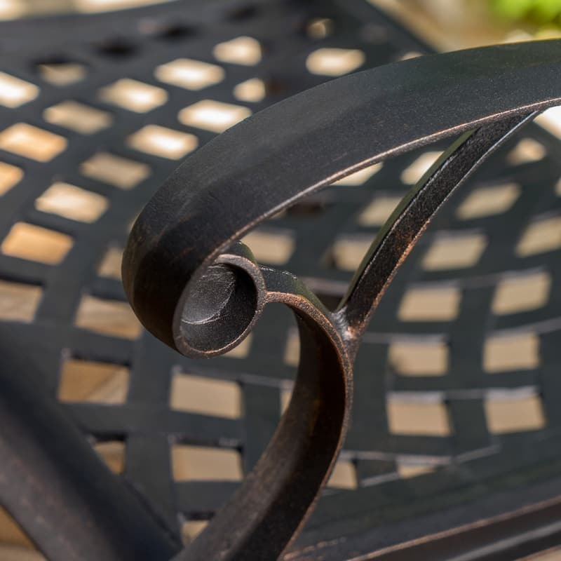 Abigal Outdoor Copper Cast Cast Aluminum Rustic Dining Collection by Christopher Knight Home - N/A