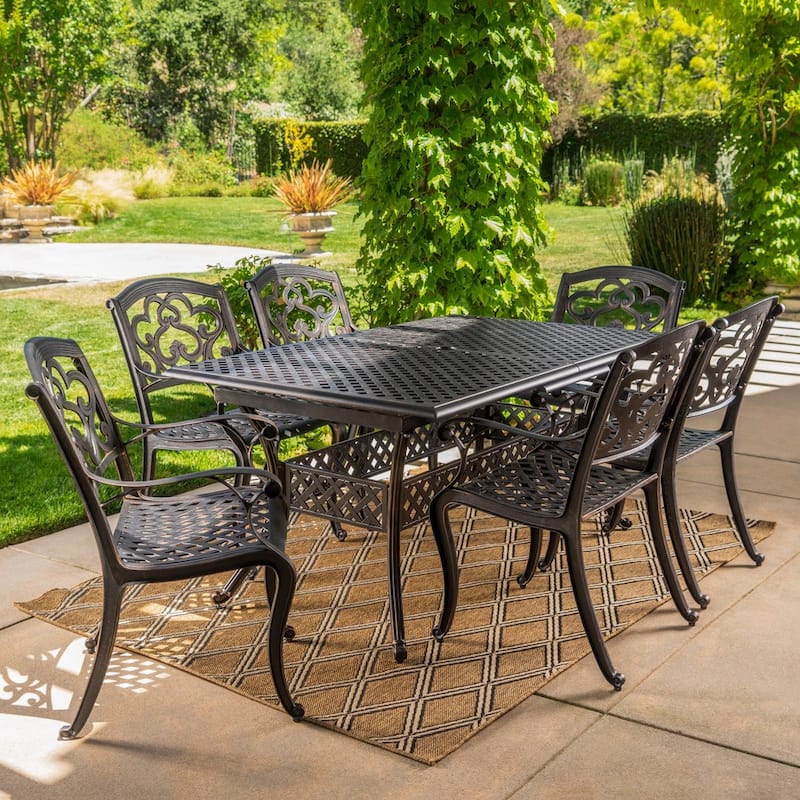 Abigal Outdoor Copper Cast Cast Aluminum Rustic Dining Collection by Christopher Knight Home - N/A