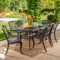 Abigal Outdoor Multi-piece Shiny Copper Finish Cast Aluminum Dining Set with Leaf by Christopher Knight Home