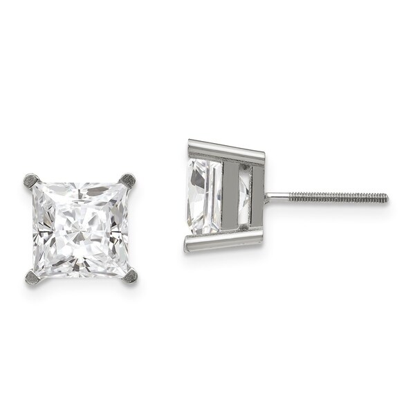Versil 14 Karat White Gold 5 0 Mm Square Brilliant True Light Versil 14 Karat White Gold 5 0 Mm Square Brilliant True Light Moissanite 4 G Basket