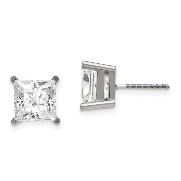 14 Karat White Gold 4 5 Mm Square Brilliant True Light 14 Karat White Gold 4 5 Mm Square Brilliant True Light Moissanite G Basket Threaded