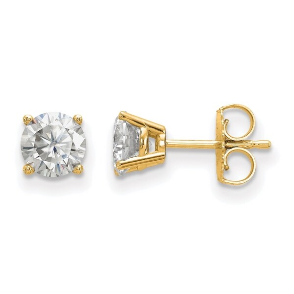 14 Karat Yellow Gold 4 G 5 5mm True Light Moissanite 1 2 14 Karat Yellow Gold 4 G 5 5mm True Light Moissanite 1 2 Carat Earrings