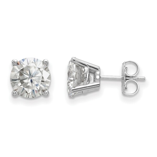 14 Karat White Gold 4 G 8 0mm True Light Moissanite 3 14 Karat White Gold 4 G 8 0mm True Light Moissanite 3 Carat Earrings