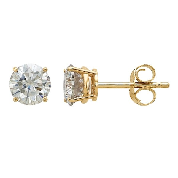 14 Karat Yellow Gold 5 0 Mm Round True Light Moissanite 4 G 14 Karat Yellow Gold 5 0 Mm Round True Light Moissanite 4 G Basket Post 1