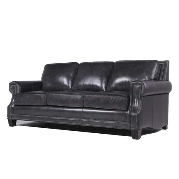 Copper Grove Mong Charcoal Leather Sofa 19215451 Copper Grove Mong Charcoal Leather Sofa
