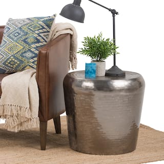 WYNDENHALL Suzanne Modern Industrial 23 inch Wide Metal Accent Side Table in Antique Silver, Fully Assembled