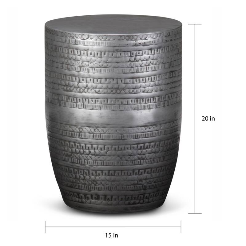 WYNDENHALL Jean 15" Wide Tribal Pattern Metal Accent Table & Assembled - 15"w x 15" d x 20" h