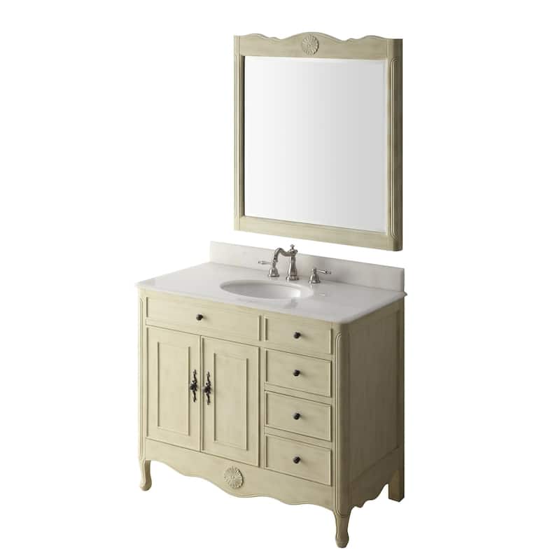 38" Benton Collection Daleville Bathroom Vanity w/MIR - Cream
