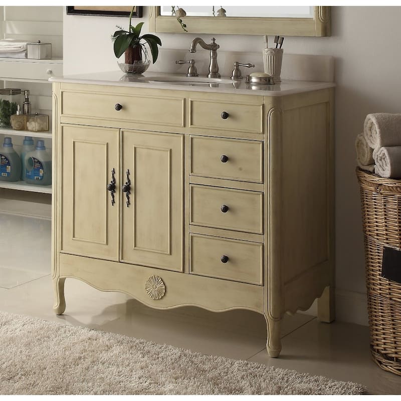 38" Benton Collection Daleville Bathroom Vanity w/MIR - Cream