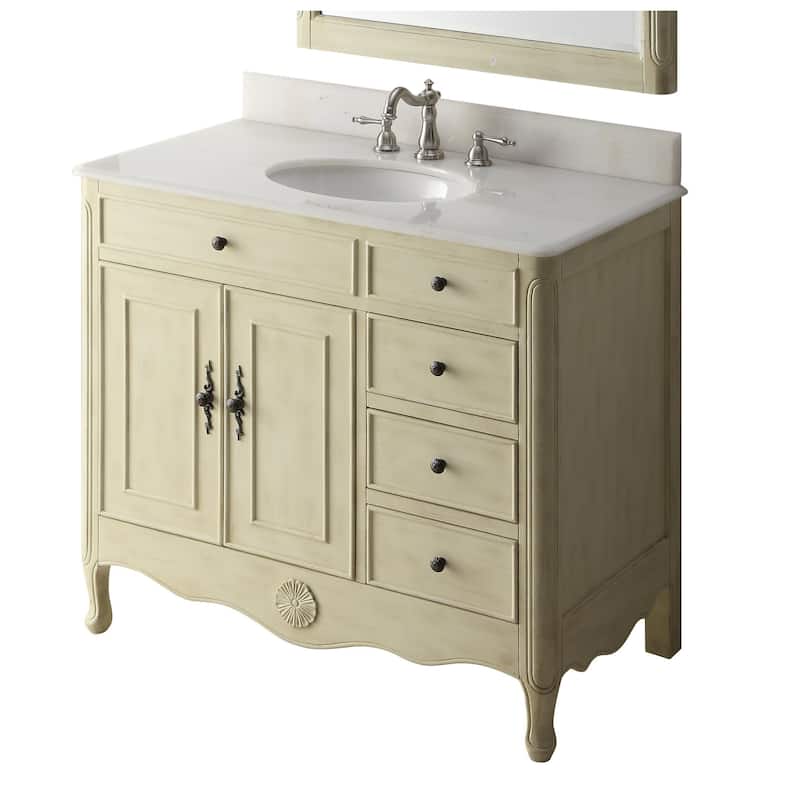 38" Benton Collection Daleville Bathroom Vanity w/MIR - Cream