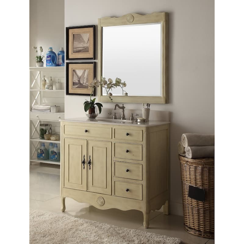 38" Benton Collection Daleville Bathroom Vanity w/MIR - Cream