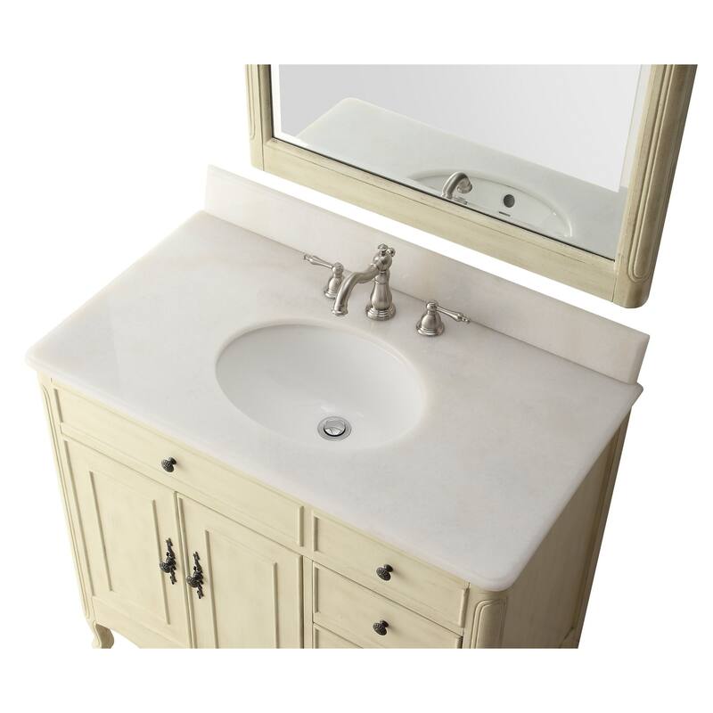 38" Benton Collection Daleville Bathroom Vanity w/MIR - Cream